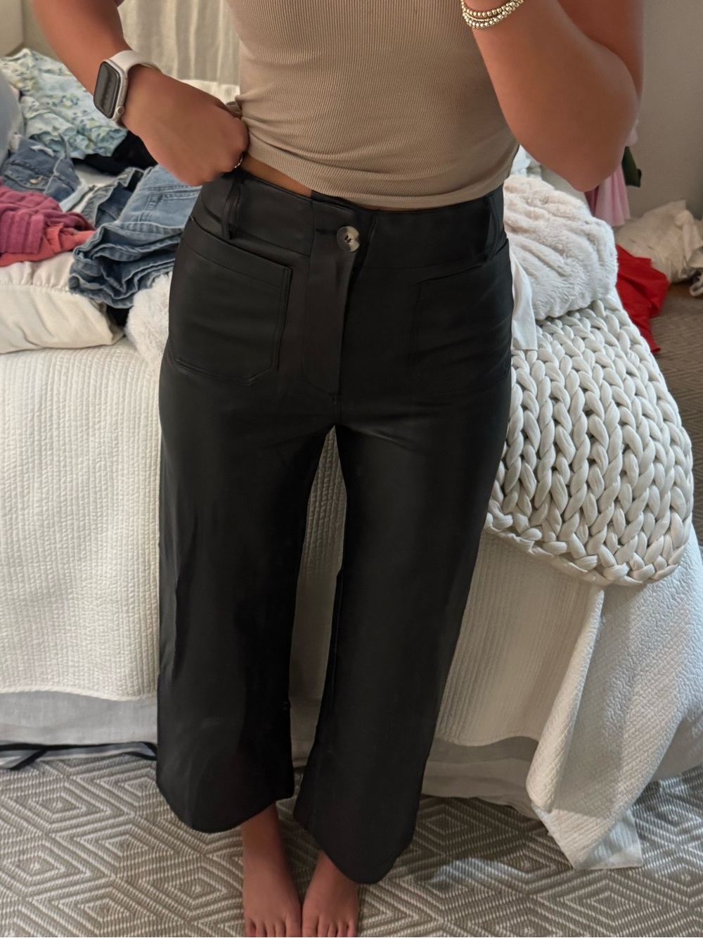 Anthropologie Black Cropped Wide-Leg Jeans